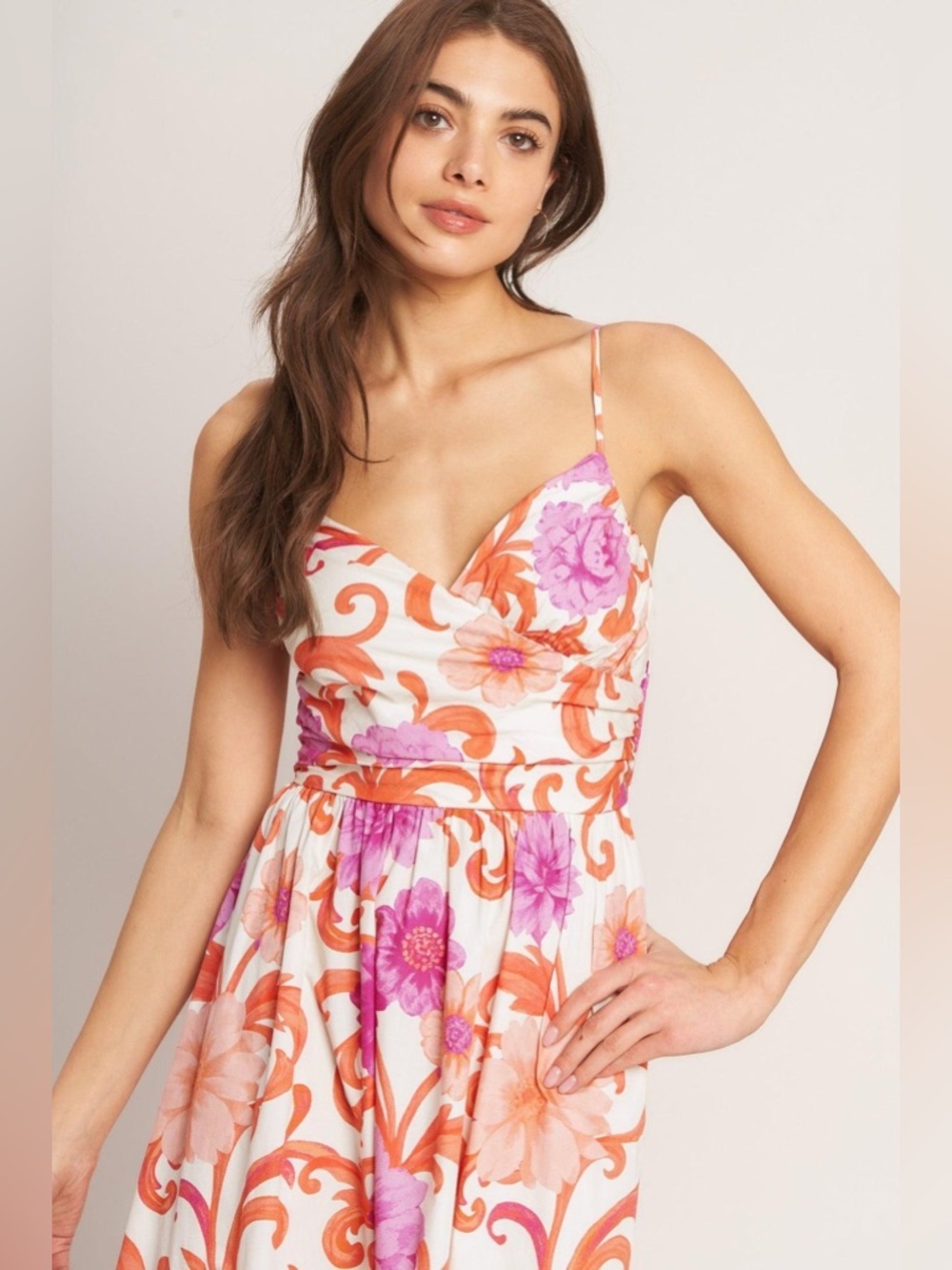 Flying Tomatoe VACAY BLOOM WOVEN MIDI DRESS Medium - Picture 4 of 7
